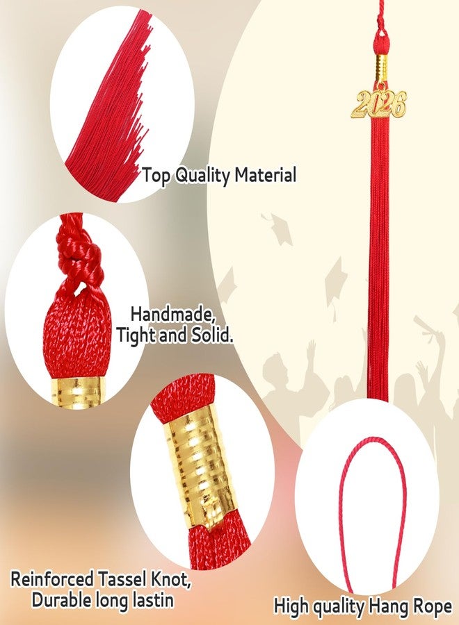 Nelisylux 2026 Tassel Graduation, Red Graduation Tassel, Tassel Charms for Graduations Cap Decorations, Tassels Memorial Grad Cords Class of 2026 College High School Graduate Hat Ceremonies Accessories - Image 5